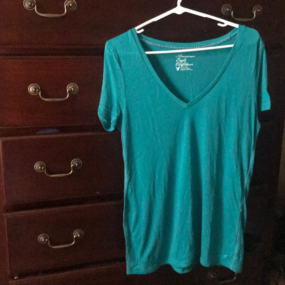 Blue-green AEO V-Neck